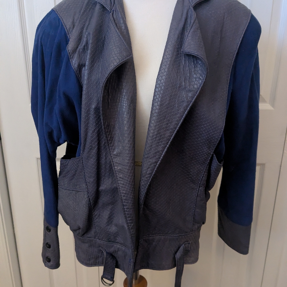 Del Toro Women's Leather Jacket in Navy